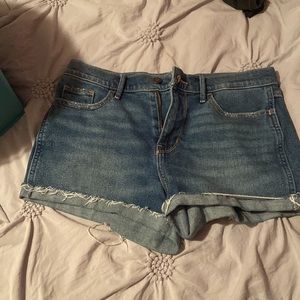 Blue high rise shorts